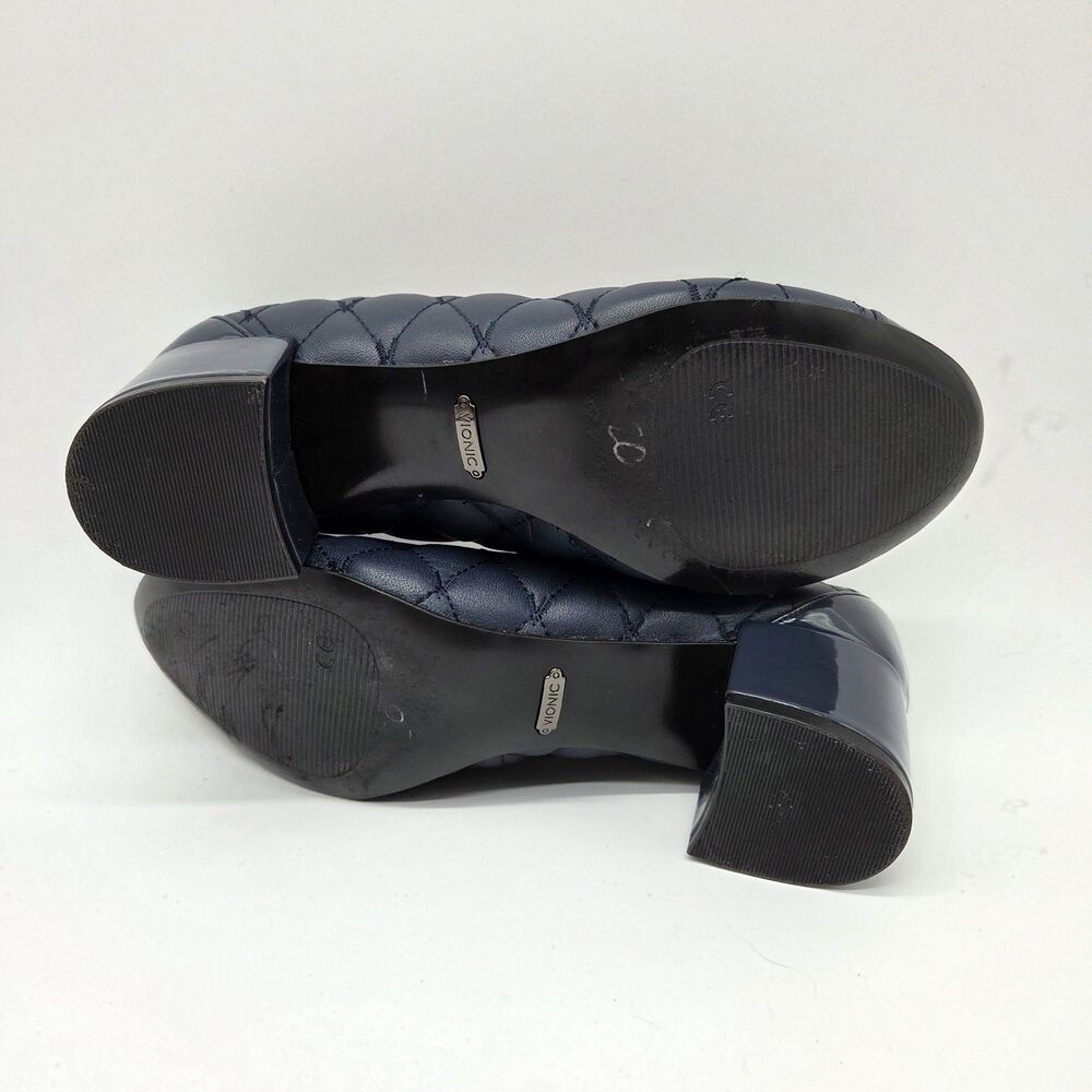 Vionic Ruby Quilted Leather Block Heel Pumps Navy… - image 5